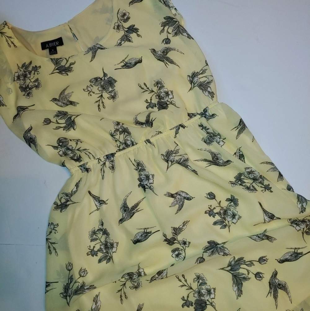 A. Byer High-low Bird Floral Summer Dress M